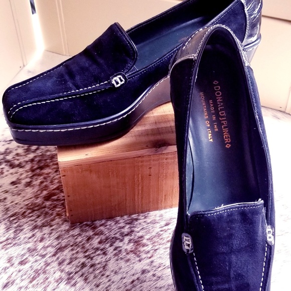 Donald J. Pliner Shoes - Donald Pliner Blk Suede Wedge Platform Slip On 10B